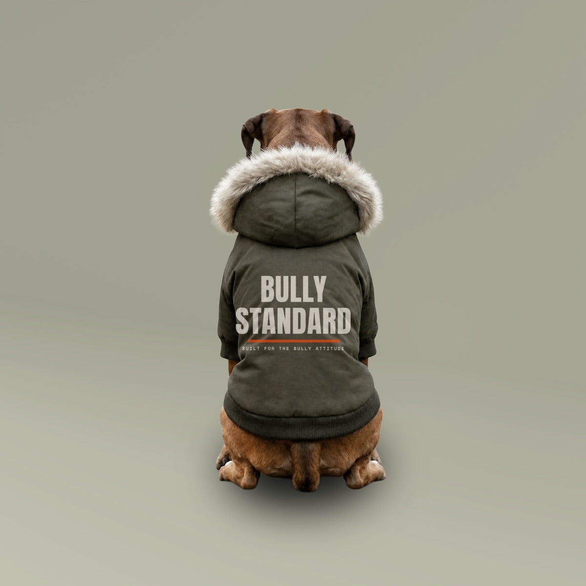 Bully Standard dog parka, logo on the back
